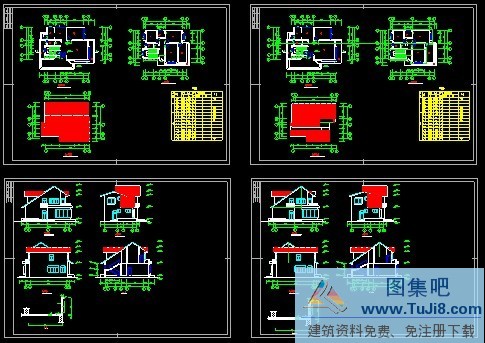 别墅设计方案图,首层80平米2层4室2厅3卫某别墅设计方案图.dwg