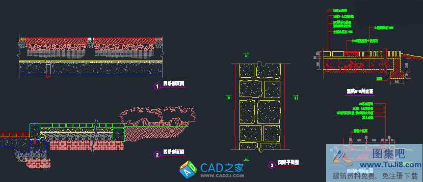 autocad图,CAD施工图,做法标准图集,工程cad图,建筑CAD图,有檩,踢脚,园路施工做法CAD图集