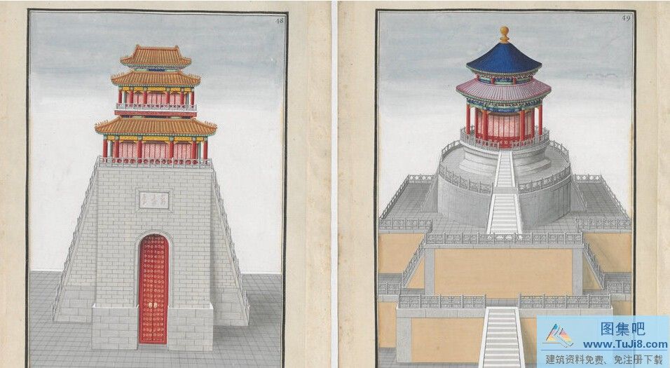 Essai sur l’architecture chinoise,中国建筑彩绘笔记,中国建筑彩绘笔记《Essai sur l’architecture chinoise》18世纪外国人绘制