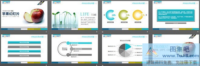 简单PPT模板,简洁PPT模板,简约PPT模板,红苹果背景的PPT模板,苹果PPT模板,静物PPT模板,红苹果背景的幻灯片模板下载