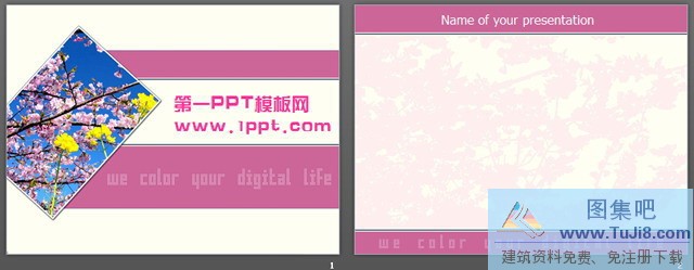 植物PPT模板,童话PPT模板,粉色PPT模板,粉色桃花背景PPT模板,花朵PPT模板,粉色桃花背景PPT模板下载