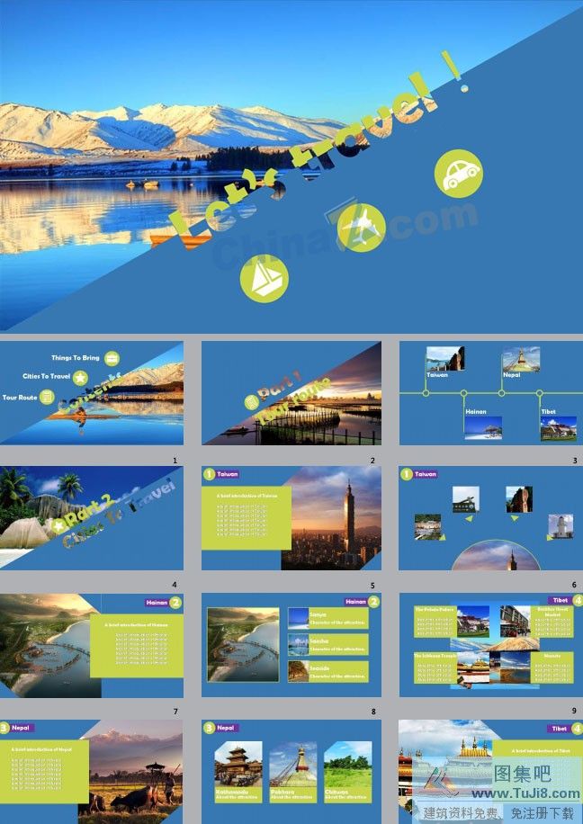 PPT模板,PPT模板免费下载,免费下载,欧美风旅游行业ppt模板