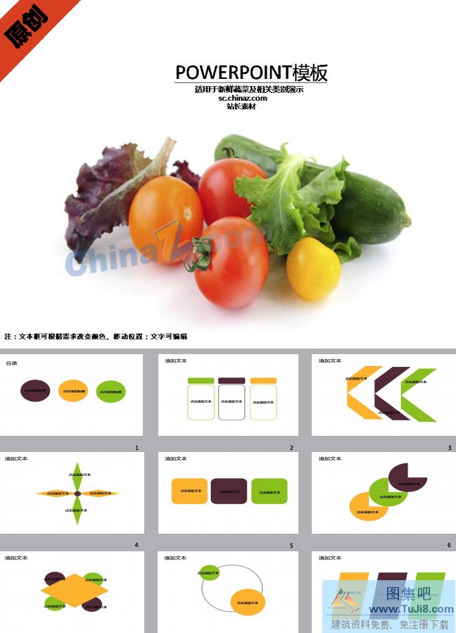 PPT模板,PPT模板免费下载,免费下载,健康营养蔬菜ppt模板下载