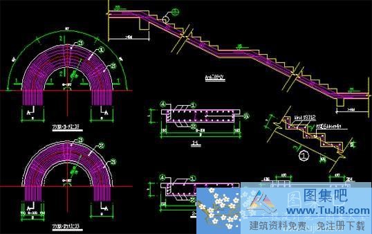 autocad图,CAD施工图,低压,工程cad图,建筑CAD图,悬挑,经典标准图集,旋转楼梯大样CAD节点详图