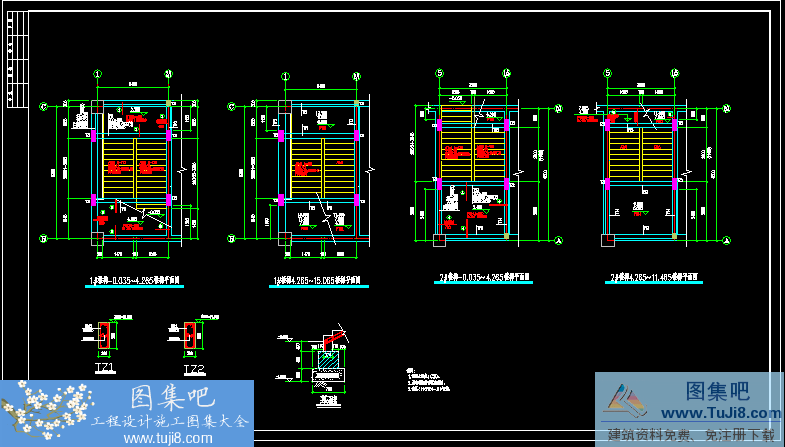 autocad图,CAD施工图,办公楼标准图集,工程cad图,建筑CAD图,建设银行,施工图,4层框架结构建设银行办公楼建筑设计施工图