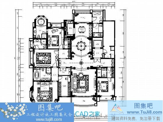 autocad图,CAD施工图,工程cad图,建筑CAD图,效果图。,施工图,江苏标准图集,大户型欧陆风格五居室室内装修施工图（含效果图）