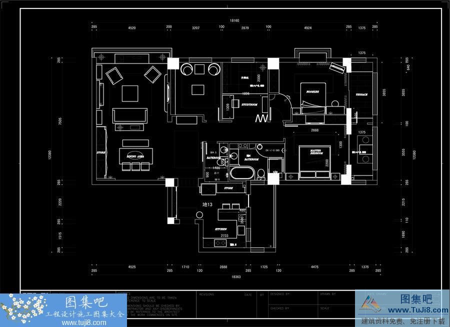 autocad图,CAD施工图,史上标准图集,工程cad图,建筑CAD图,施工图,设计,灰蓝色优雅三室两厅完整施工图+实景照片