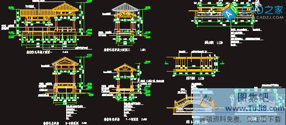 autocad图,CAD施工图,工程cad图,建筑CAD图,悬挑,西溪标准图集,隔墙,船舫休息亭廊和拱桥施工CAD详图